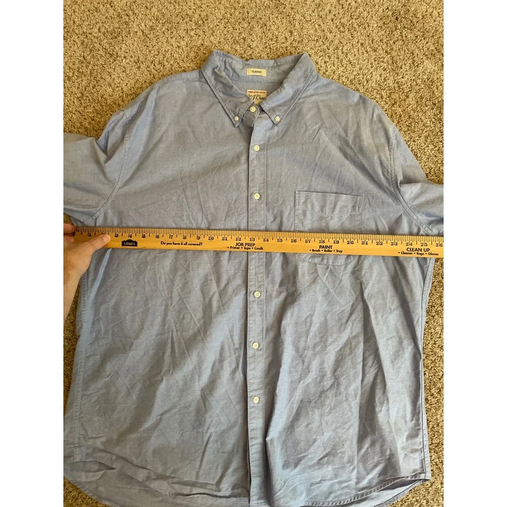J. Crew Men's Button Down Shirt XXL Blue American Pima Cotton Classic Fit